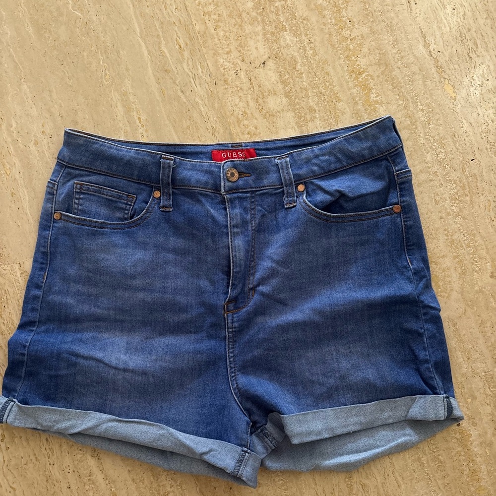 GUESS Women's high waist Blue Denim Shorts